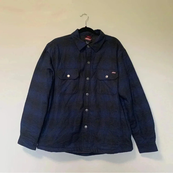 Dickies blue  grey plaid Sherpa shacket - Picture 1 of 5